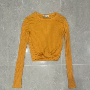 Hollister Mustard Ribbed Long Sleeve Top
